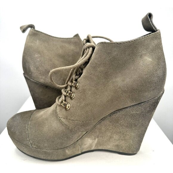 Diesel Womens Suede Ankle Booties Wedge Heel Stylish Lace Up Gray Sz US 9 EU 40 - Picture 7 of 13